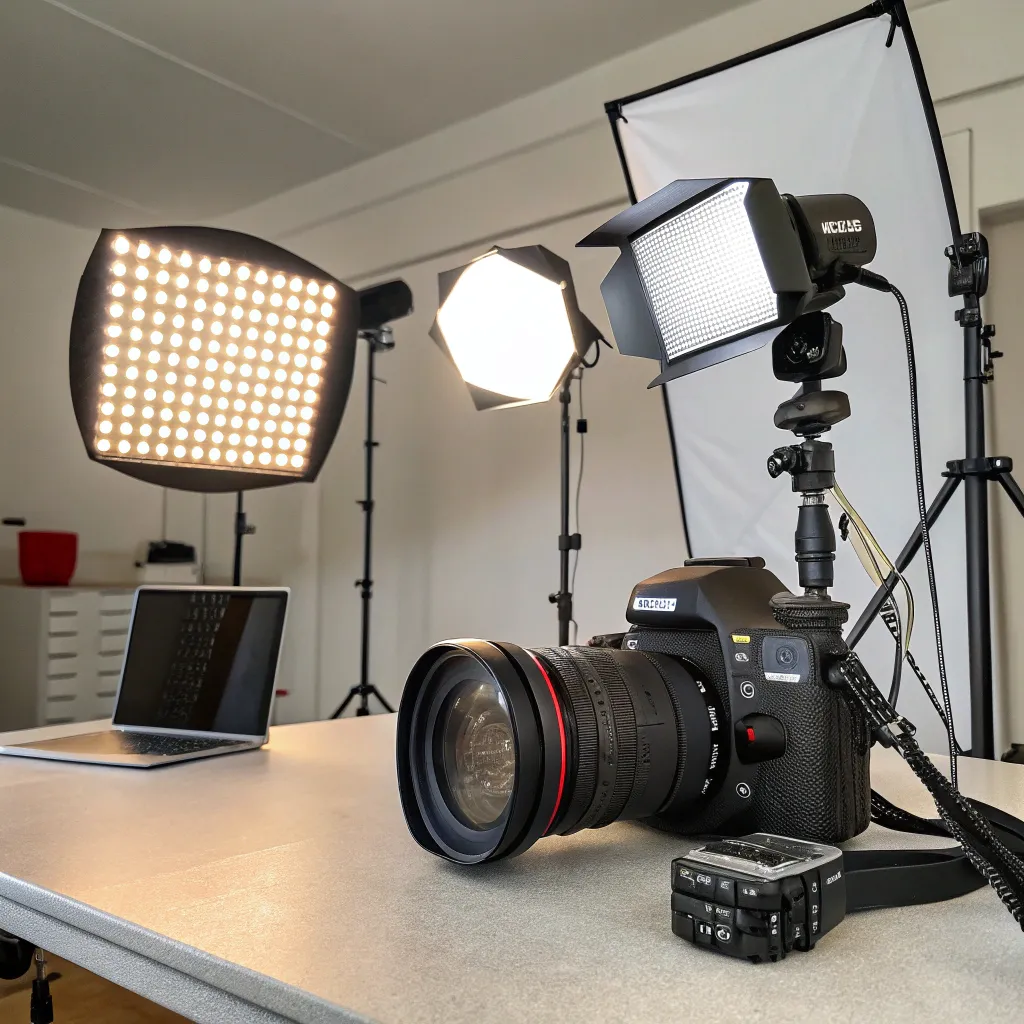 Camera with lighting equipment